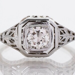 Antique Engagement Ring - Antique Edwardian 18k White Gold Diamond Engagement Ring