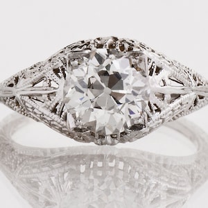 Antique Engagement Ring - Antique Edwardian 18k White Gold Diamond Engagement Ring