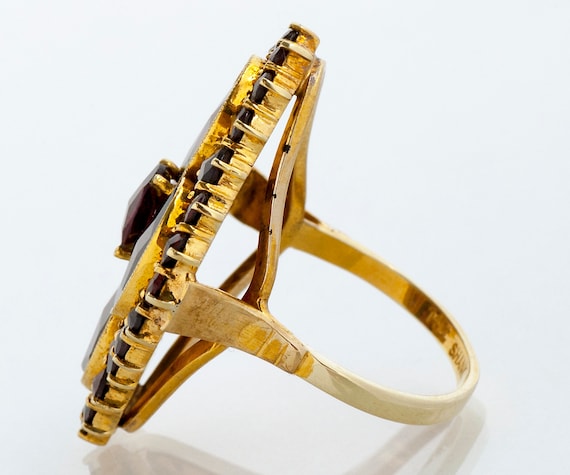 Antique Ring - Antique 14k Yellow Gold Garnet Sta… - image 2