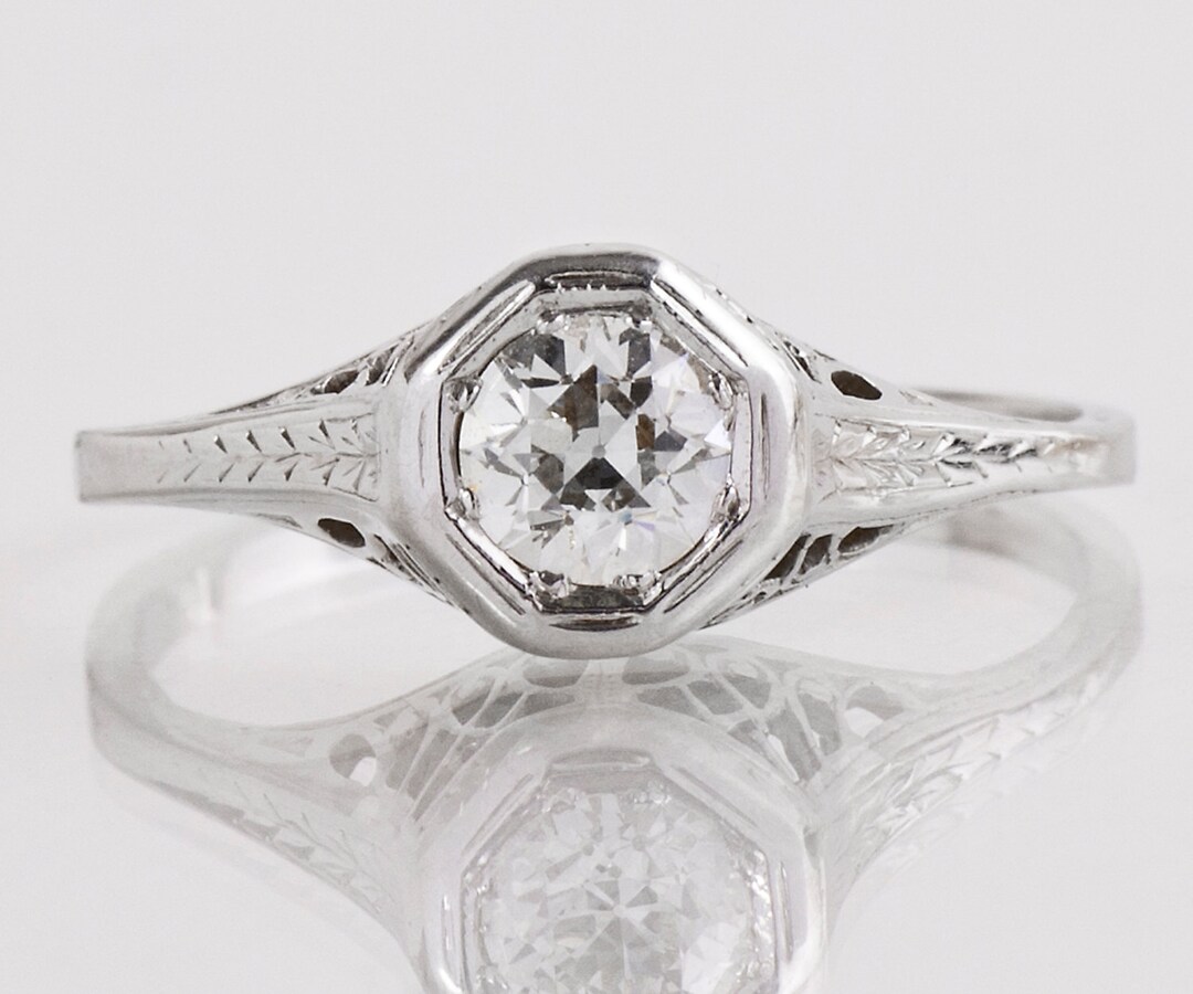 Antique Engagement Ring Antique Edwardian 18k White Gold - Etsy