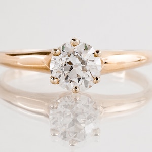 Antique Engagement Ring - Antique 14k Yellow Gold Solitaire Diamond Engagement Ring