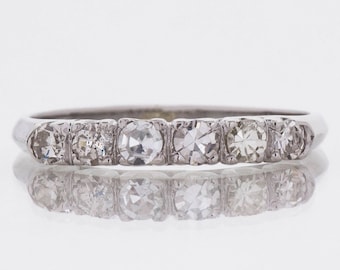 Antique Wedding Band - Antique Platinum Diamond Wedding Band