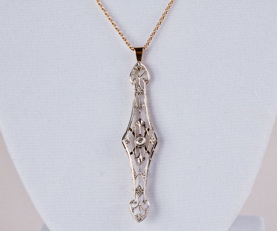 Antique Edwardian Diamond Filigree Necklace