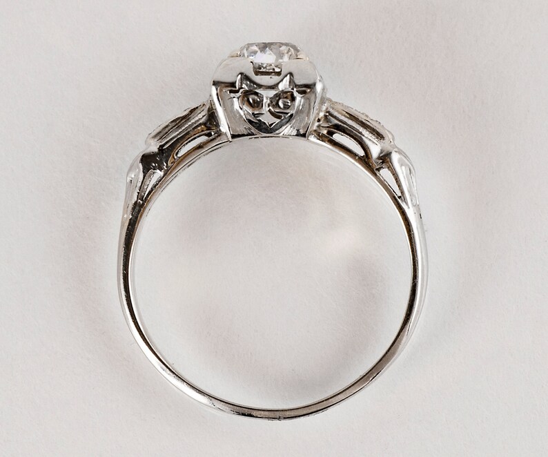 Antique Engagement Ring Antique Diamond Engagement Ring 1930's in 14k White Gold image 4