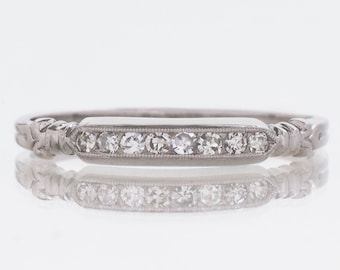 Antique Wedding Band - Antique Platinum Diamond Wedding Band