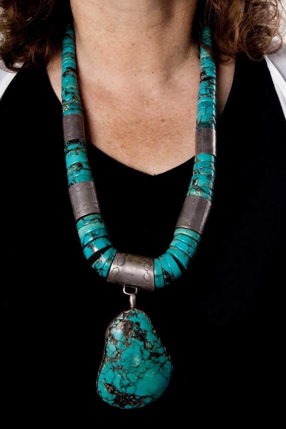 Vintage Necklace - Vintage Old Navajo Pawn 1940's Sterling Silver