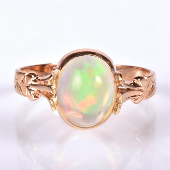 Antique Ring - Antique 14k Rose Gold 1.65ct Opal R