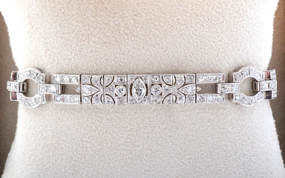 Antique Bracelet - Antique Platinum Art Deco 4.5c… - image 2