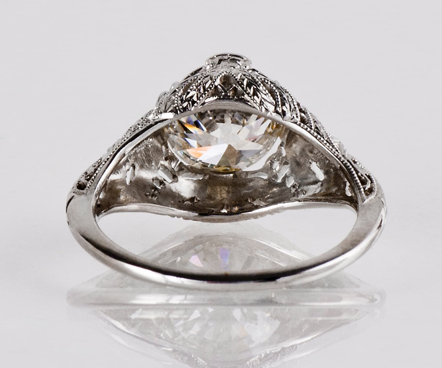 Antique Engagement Ring Antique Art Nouveau 18K White Gold | Etsy