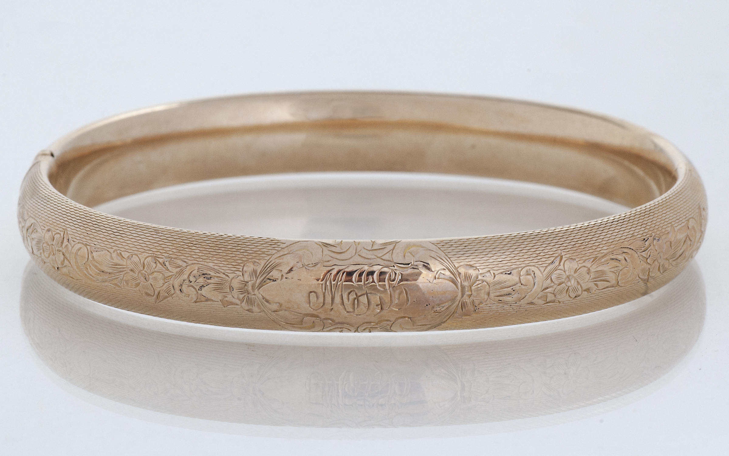 Antique Bracelet - Antique 10k Rose Gold Engraved 1908 Antique Bracelet - Antique 10k Rose Gold Engraved 1908