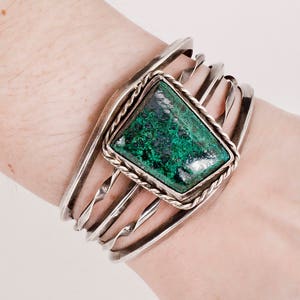 Vintage Cuff - Vintage Sterling Silver Malachite Cuff