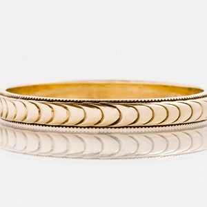 Antique Wedding Band - Antique 14k Yellow Gold Etched Wedding Band