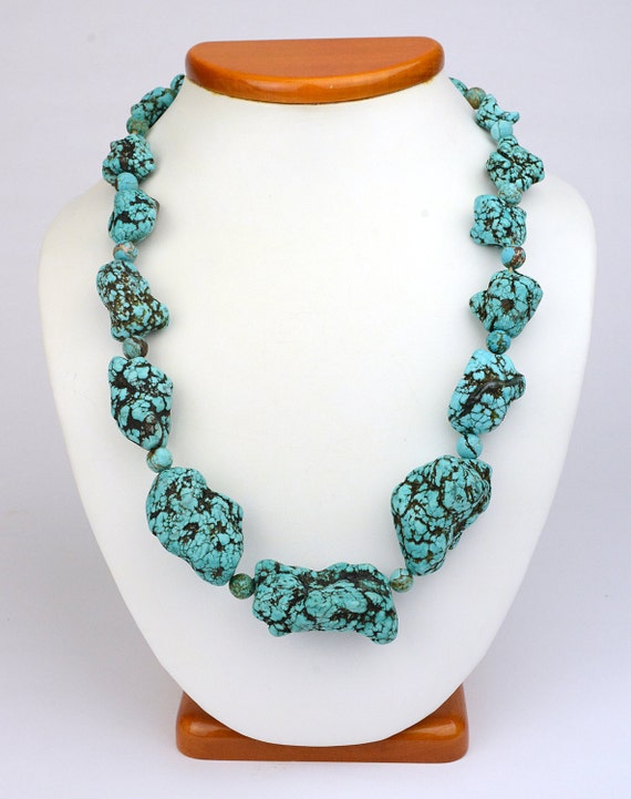 Old Pawn Large Spiderweb Turquoise Necklace