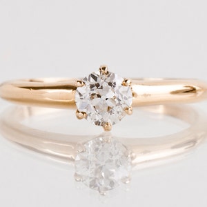 Antique Engagement Ring - Antique 14k Yellow Gold Diamond Solitaire Ring