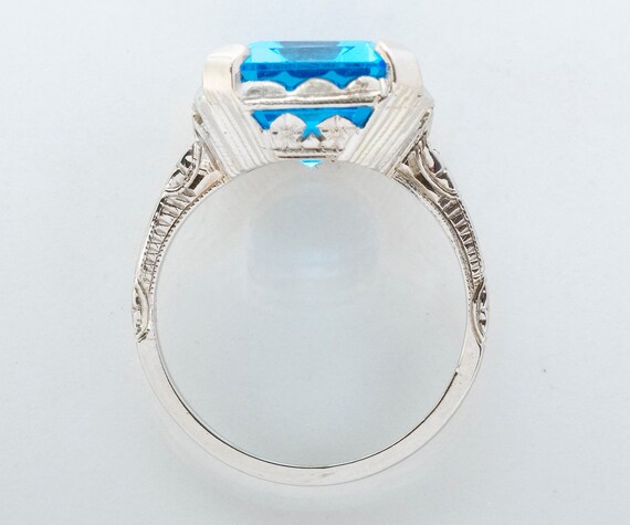 Antique Ring - Antique 14k White Gold Blue Topaz … - image 4