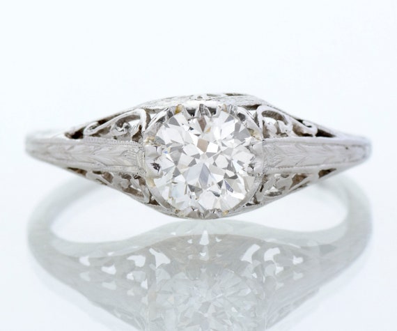 Antique Engagement Ring Antique Early 1900 s Platinum .79ct