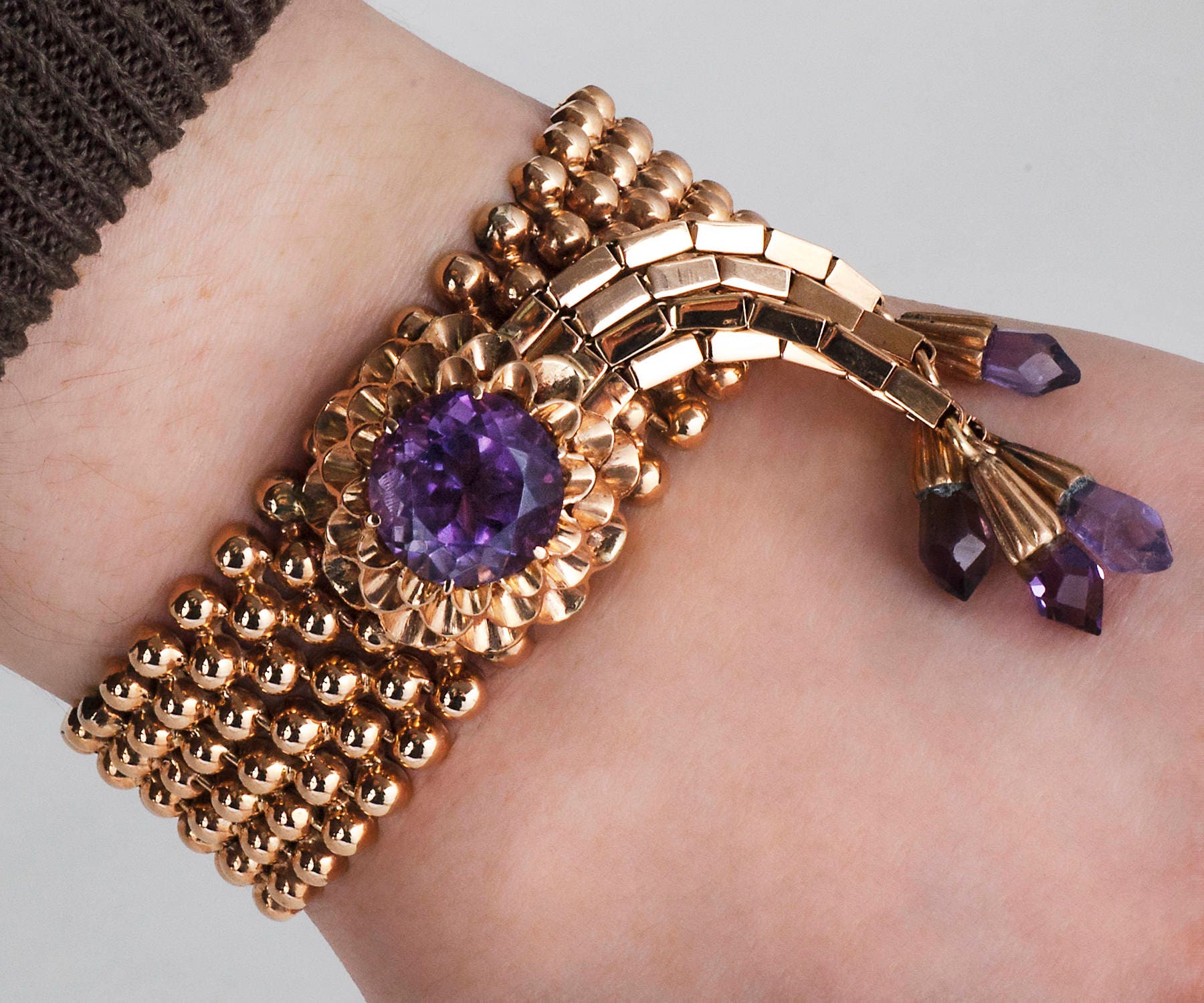 Antique Bracelet Antique 14k Rose Gold Amethyst Bracelet Etsy