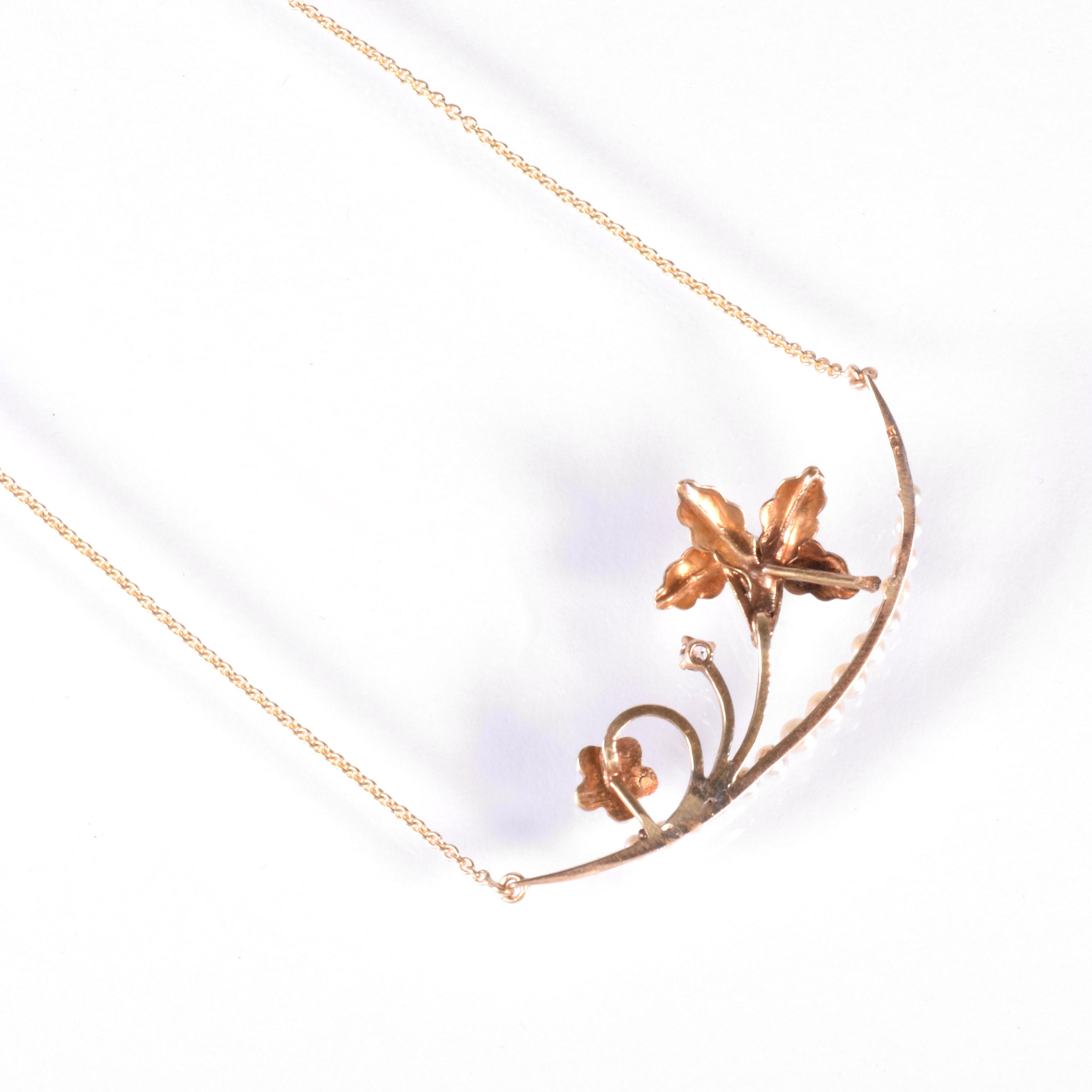 Antique Necklace - Antique Art Nouveau 14k Yellow Gold Enamel, Diamond ...