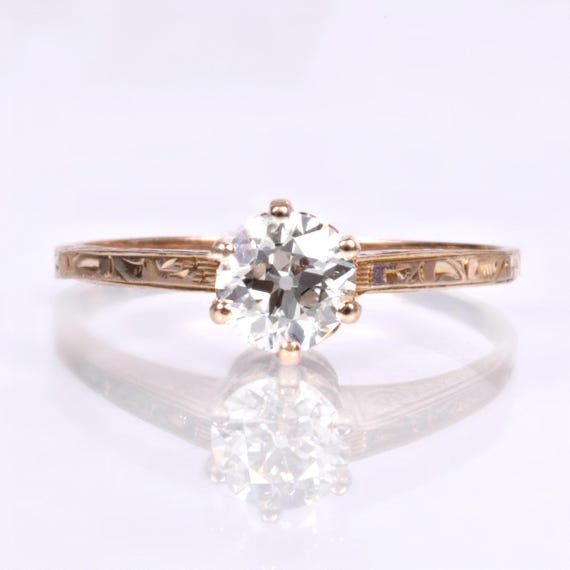 Antique Engagement Ring - Antique Victorian 10k Rose Gold Solitaire Engagement Ring
