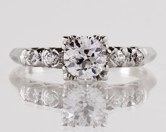 Antique Engagement Ring - Antique 1930s Platinum Diamond Engagement Ring
