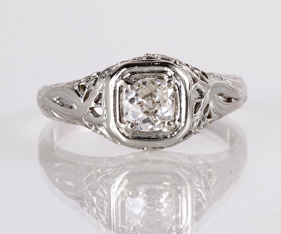 Antique Engagement Ring Art Nouveau Engagement Ring | Etsy