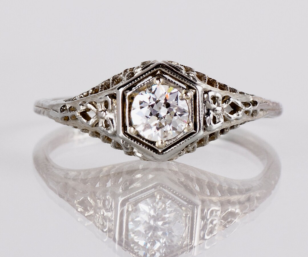 Antique Engagement Ring Antique Edwardian 18K White Gold Diamond ...