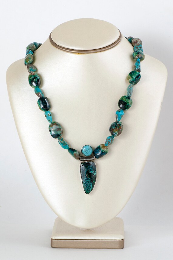 Vintage Native American Sterling Silver Turquoise Malachite