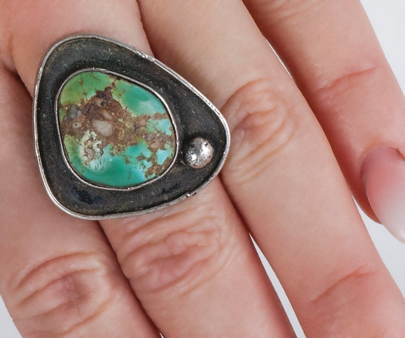 Vintage Ring - Vintage Green Turquoise Sterling S… - image 5