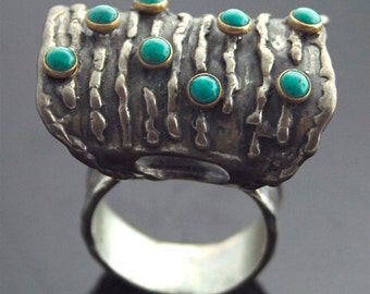 Vintage Ring - Vintage Turquoise Ring - Sterling Silver, 14k, Turquoise