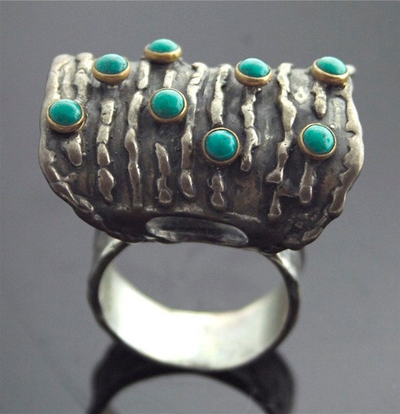 Vintage Ring - Vintage Turquoise Ring - Sterling … - image 1