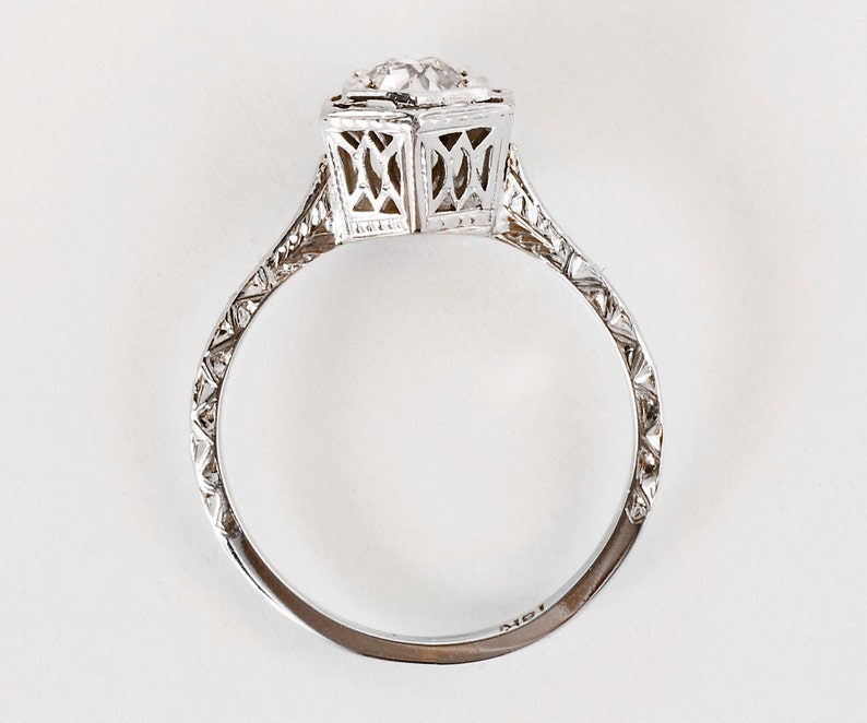 Antique Engagement Ring Antique Art Deco 18k White Gold Etsy