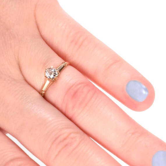 Antique Engagement Ring - Antique 10k Rose Gold Diamond Engagement Ring View 5