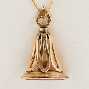 Antique Necklace - Antique Victorian 14k Yellow Gold Carnelian Wax Seal Pendant