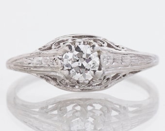 Antique Edwardian Platinum Diamond Engagement Ring