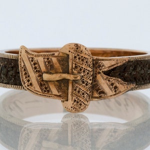 Antique Band - Antique Victorian 14k Rose Gold Braided Hair Mourning Ring