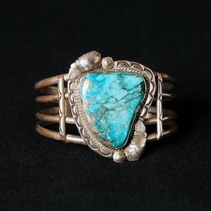 Vintage Cuff - Vintage Navajo Sterling Silver and Turquoise Cuff Bracelet