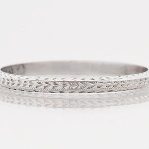 Antique Wedding Band - Antique Platinum Etched Wedding Band