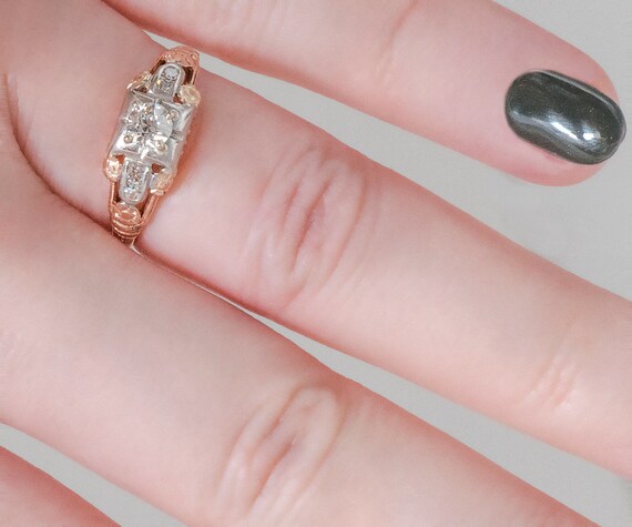 Antique Engagement Ring - Antique 1930's 14k Two-… - image 5
