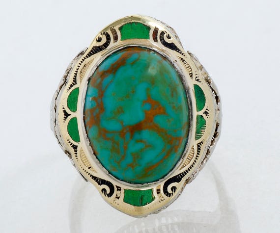 Antique Ring - Antique Arts & Crafts Era 18k White