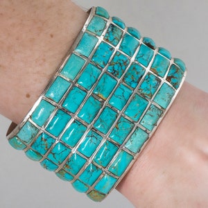 Vintage Bracelet - Vintage Navajo Sterling Silver and Turquoise Cuff - Sally Yazzie