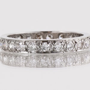 Antique Wedding Band - Antique 14k White Gold Diamond Eternity Wedding Band
