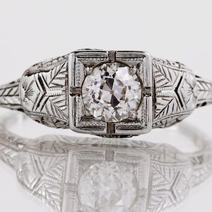 Antique Engagement Ring Antique Victorian 18k White Gold Diamond Engagement Ring image 1