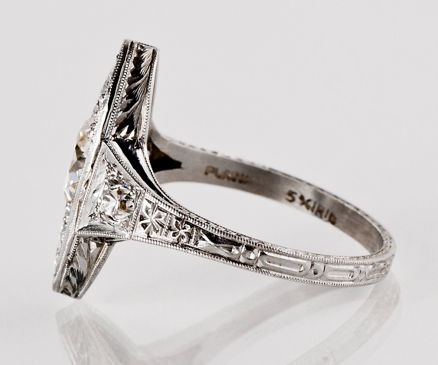 Antique Engagement Ring Antique 1920's Art Deco Platinum | Etsy