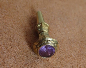 Victorian 14K Yellow Gold Gilt Amethyst Pocket Watch Key Fob Pendant