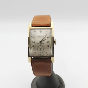 1950's 14k Solid Gold Gruen Precision Curvex Cal 440 Diamond Dial Watch, just serviced. Keeps accurate time