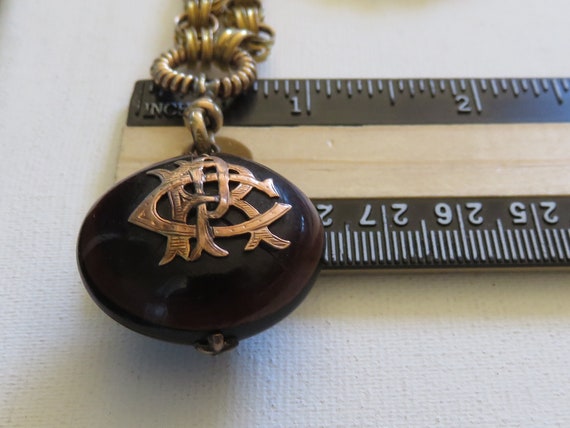 Edwardian Art Deco Cooked Chestnut pendant Chain … - image 9