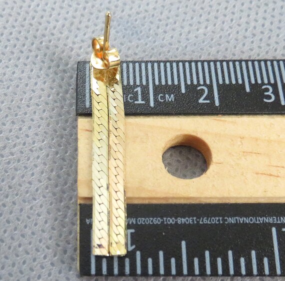 14K Solid Gold Multicolor Herringbone Link Dangle… - image 6