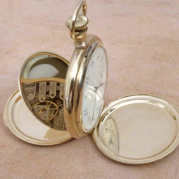 1901 Elgin Heavy 14K Solid Yellow Gold Size 16s Hunting Case Men Pendant Pocket Watch. Just serviced, Runs Like new, Low in Production