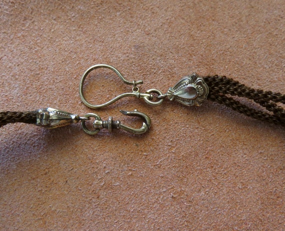 Victorian Late 1800 Mourning Jewelry Braided Huma… - image 3