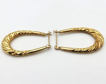 18K Solid Yellow Gold Per of Hoop Earrings: